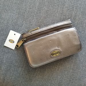 Fossil Explorer Leather Gunmetal Clutch Wallet